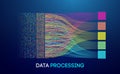Big Data flow technology background 3d. Abstract digital ai science visualization. Network line pattern vector concept. Tech Royalty Free Stock Photo