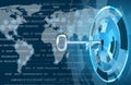 Abstract data security background with key Royalty Free Stock Photo