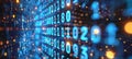 Abstract Data Stream Binary Code Numbers Flowing, Blur, Big Data, Technology, Information