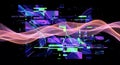 Abstract Data Stream: Colorful Digital Information Flow with Waves and Glitch Art Royalty Free Stock Photo