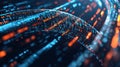 Abstract data stream flowing through encrypted network tunnels