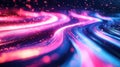 Abstract data stream moving through neon light waves Royalty Free Stock Photo