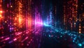 Abstract Data Stream Tunnel with Orange Purple and Blue Glowing Light Royalty Free Stock Photo