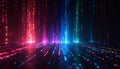 Abstract Data Stream Visualization with Colorful Lights on Dark Reflective Floor Royalty Free Stock Photo