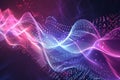 Abstract data stream visualization: wavy light forms, binary code, neon colors, 4K detail Royalty Free Stock Photo