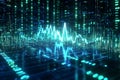 Abstract data streams visualized as glowing patterns with waveform analytics Royalty Free Stock Photo