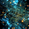 Abstract Data Structure POV Exploring Interconnected Nodes and Light Particles in a Digital Space