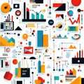 Abstract Data Visualization Colorful Charts and Graphs Business Analytics isolated on white background