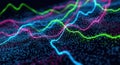 Abstract data visualization with colorful lines and dots creating a modern and dynamic background suitable for technology or Royalty Free Stock Photo