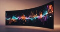 abstract data visualization on curved display screen Royalty Free Stock Photo