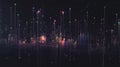 Abstract digital network grid with glowing nodes and lines on dark background, futuristic data visualization Royalty Free Stock Photo