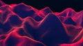 Abstract Data Visualization of Digital Terrain or Sound Wave with Glowing Neon Red Particle Mesh on Dark Background Royalty Free Stock Photo