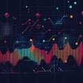 Abstract data visualization with dynamic waveform and geometric patterns Royalty Free Stock Photo