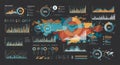 Abstract data visualization featuring an array of charts and graphs on a dark Royalty Free Stock Photo
