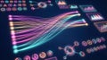 Futuristic Digital Data Flow Network and AI Analytics Interface Royalty Free Stock Photo
