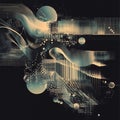 Abstract Data Visualization with Flowing Lines and Circular Shapes Royalty Free Stock Photo