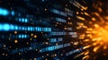 Abstract data visualization with glowing binary code and bright particles in background Royalty Free Stock Photo