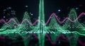 Abstract data visualization with glowing graph lines and blurred cityscape background Royalty Free Stock Photo
