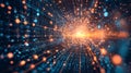 Abstract data visualization with glowing lights and grid patterns Royalty Free Stock Photo