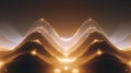 Abstract data visualization with golden glowing sound waves Royalty Free Stock Photo
