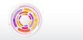 Abstract data visualization on a gray-white background. Sorting transformation of information. Multicolored rings and binary code Royalty Free Stock Photo