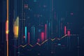 Abstract Data Visualization with Line Graph and Bars Royalty Free Stock Photo
