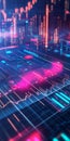 Abstract Data Visualization with Neon Lights Representing Financial Market Trends and Analysis Royalty Free Stock Photo