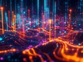 Abstract data visualization network with vibrant glowing lines and particles Royalty Free Stock Photo