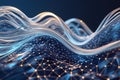 Abstract Data Wave with Glowing Network Connections Generative AI Royalty Free Stock Photo