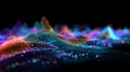 Abstract data waveform landscape made of particles and lines representing big data analytics and signal processing. Royalty Free Stock Photo