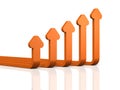 Abstract 3DCG illustration showing upward trend. Royalty Free Stock Photo