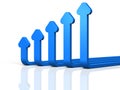 Abstract 3DCG illustration showing upward trend. Royalty Free Stock Photo