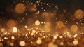 Abstract de-focused blurred bokeh background gold and black. Winter background. New Year and Christmas concept