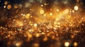 Abstract de-focused blurred bokeh background gold and black. Winter background. New Year and Christmas concept