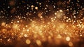 Abstract de-focused blurred bokeh background gold and black. Winter background. New Year and Christmas concept