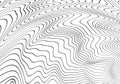 Abstract decor of wavy distorted lines. Black winding, relief wave. Texture. Vector template with the ability to overlay isolated. Royalty Free Stock Photo