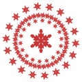 Abstract decoration with snowflakes in red isolated