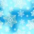Abstract decorative blue and white christmas seamless pattern with snowflakes. Winter snowflakes background for Your design. Royalty Free Stock Photo