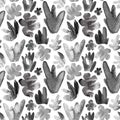 Abstract decorative cutout flower, leaves seamless pattern