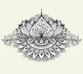 Abstract decorative element in Boho  Eastern  style or Mandala  in black on white Royalty Free Stock Photo