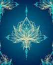 Abstract decorative element in Boho style on blue