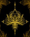Abstract decorative element in Boho style gold on black