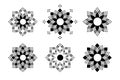 Abstract Decorative Flowers Icons. Set of Radial Design Elements
