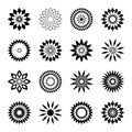 Abstract Decorative Icons. Radial Circle Design Elements Set Royalty Free Stock Photo