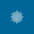 Abstract decorative lacy snowball shape on blue square background