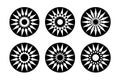 Abstract Decorative Stars Icons. Circle Design Elements. Radial Patterns Set Royalty Free Stock Photo