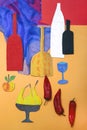 Abstract decorative still life with items carved from cardboard Royalty Free Stock Photo