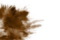 Abstract deep black dust explosion on white background. Royalty Free Stock Photo