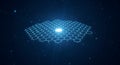 Glowing Hexagonal Grid Structure Symbolizing Digital Data Connection and Futuristic Power for IT Professionals. Royalty Free Stock Photo