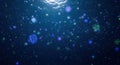 Abstract deep blue underwater bubbles and light flares mysterious aquatic atmosphere backdrop Royalty Free Stock Photo